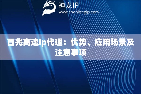 百兆高速ip代理：優勢、應用場景及注意事項