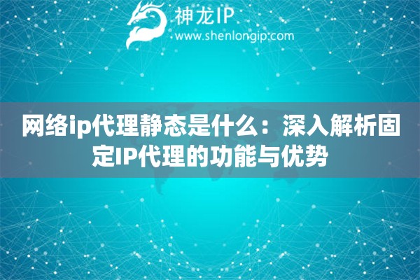 網(wǎng)絡(luò)ip代理靜態(tài)是什么：深入解析固定IP代理的功能與優(yōu)勢(shì)