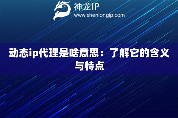 動態ip代理是啥意思：了解它的含義與特點