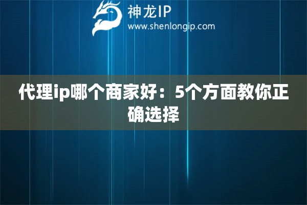 代理ip哪個商家好：5個方面教你正確選擇