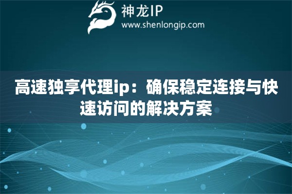 高速獨享代理ip：確保穩定連接與快速訪問的解決方案