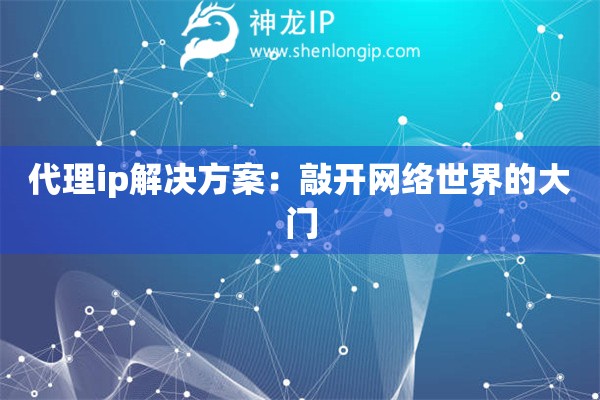 代理ip解決方案：敲開網絡世界的大門