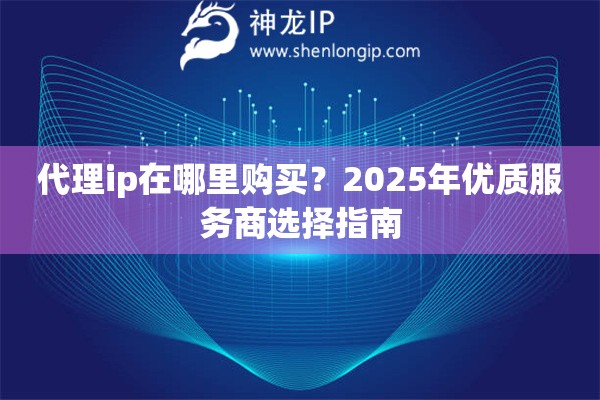 代理ip在哪里購買？2025年優質服務商選擇指南
