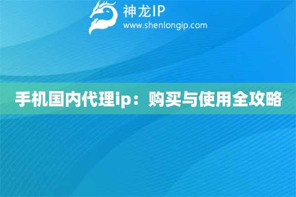 手機國內代理ip：購買與使用全攻略