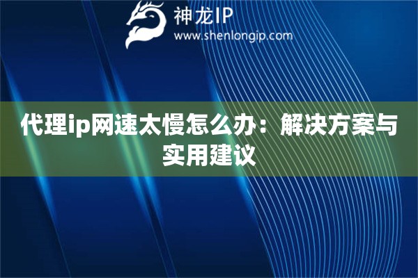 代理ip網(wǎng)速太慢怎么辦：解決方案與實(shí)用建議