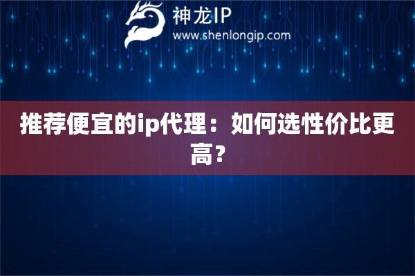 推薦便宜的ip代理：如何選性價比更高？