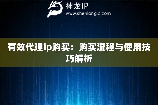 有效代理ip購買：購買流程與使用技巧解析
