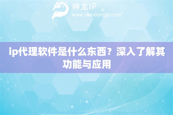ip代理軟件是什么東西？深入了解其功能與應用