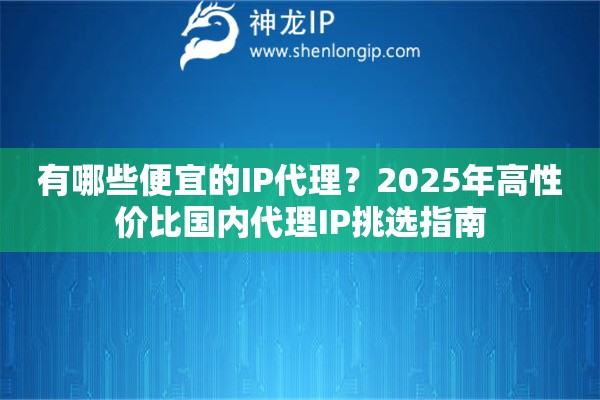 有哪些便宜的IP代理？2025年高性價比國內代理IP挑選指南