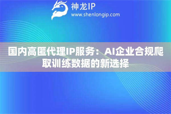 國內高匿代理IP服務：AI企業合規爬取訓練數據的新選擇