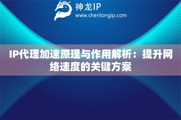 IP代理加速原理與作用解析：提升網絡速度的關鍵方案