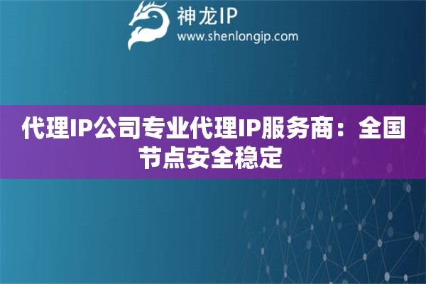 代理IP公司專業代理IP服務商：全國節點安全穩定 