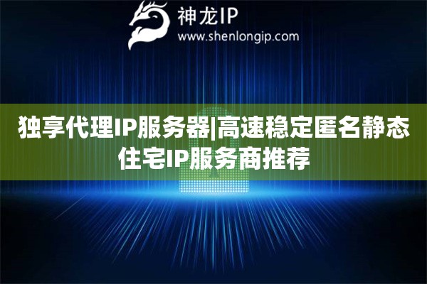 獨(dú)享代理IP服務(wù)器|高速穩(wěn)定匿名靜態(tài)住宅IP服務(wù)商推薦
