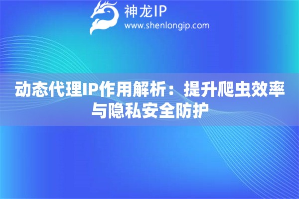 動態代理IP作用解析：提升爬蟲效率與隱私安全防護