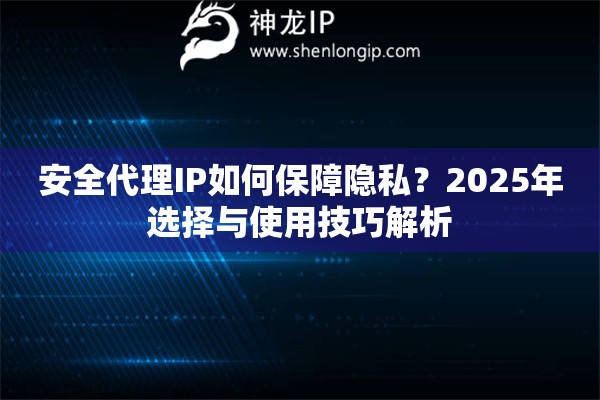 安全代理IP如何保障隱私？2025年選擇與使用技巧解析