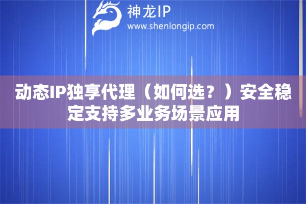 動態IP獨享代理（如何選？）安全穩定支持多業務場景應用