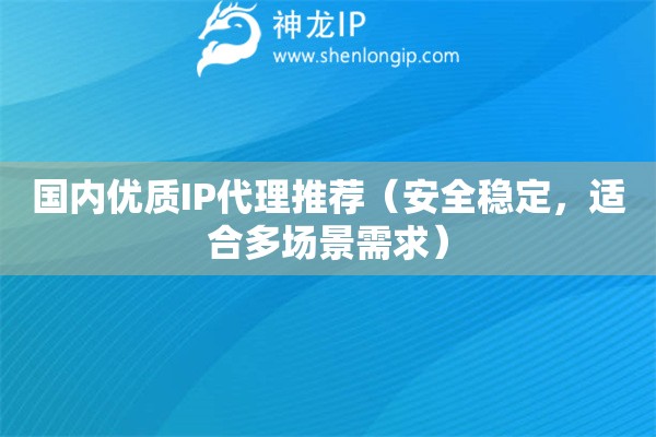 國內優質IP代理推薦（安全穩定，適合多場景需求）