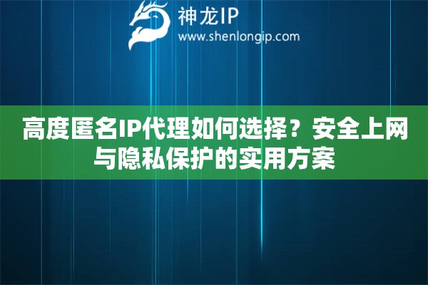 高度匿名IP代理如何選擇？安全上網與隱私保護的實用方案