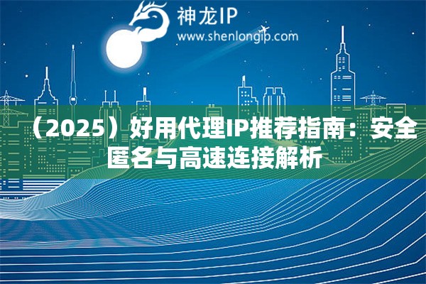 （2025）好用代理IP推薦指南：安全匿名與高速連接解析