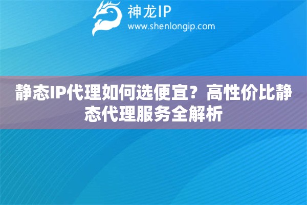 靜態IP代理如何選便宜？高性價比靜態代理服務全解析