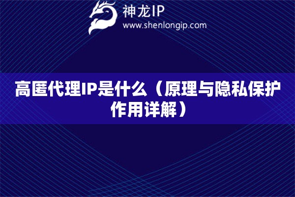 高匿代理IP是什么（原理與隱私保護作用詳解）