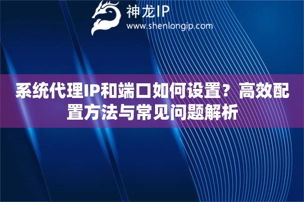 系統代理IP和端口如何設置？高效配置方法與常見問題解析