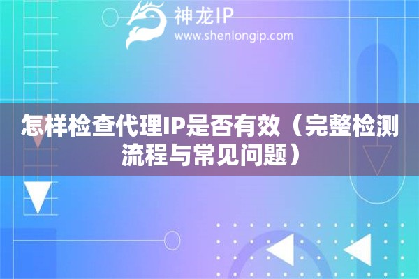 怎樣檢查代理IP是否有效（完整檢測流程與常見問題）