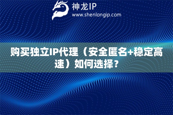 購買獨立IP代理（安全匿名+穩(wěn)定高速）如何選擇？