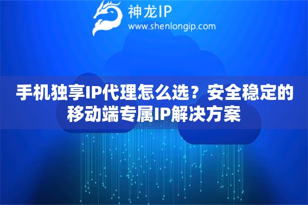手機獨享IP代理怎么選？安全穩(wěn)定的移動端專屬IP解決方案