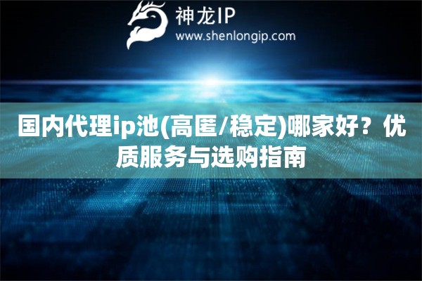 國內代理ip池(高匿/穩定)哪家好？優質服務與選購指南