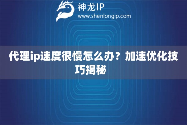 代理ip速度很慢怎么辦？加速優化技巧揭秘  