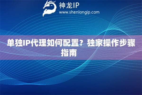 單獨IP代理如何配置？獨家操作步驟指南  