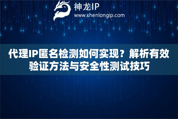 代理IP匿名檢測(cè)如何實(shí)現(xiàn)？解析有效驗(yàn)證方法與安全性測(cè)試技巧