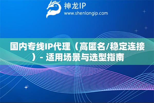 國(guó)內(nèi)專線IP代理（高匿名/穩(wěn)定連接）- 適用場(chǎng)景與選型指南