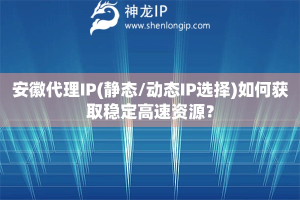 安徽代理IP(靜態/動態IP選擇)如何獲取穩定高速資源？