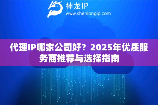 代理IP哪家公司好？2025年優質服務商推薦與選擇指南