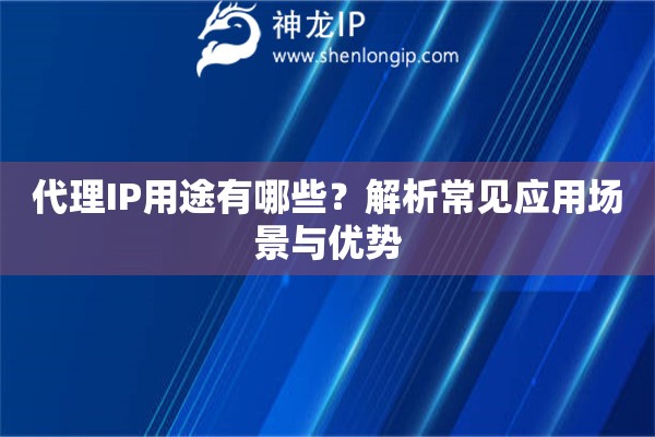 代理IP用途有哪些？解析常見應用場景與優勢