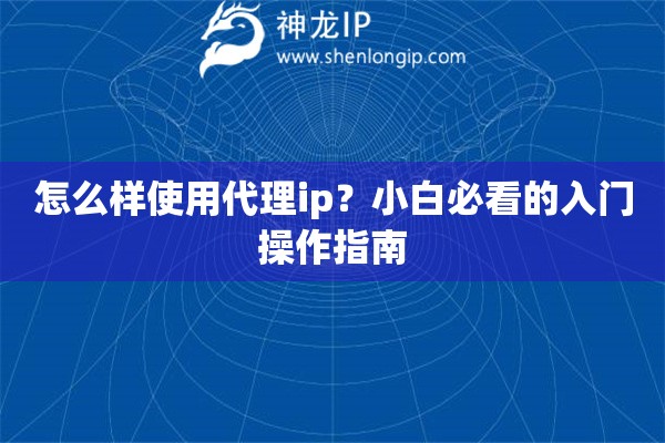 怎么樣使用代理ip？小白必看的入門操作指南