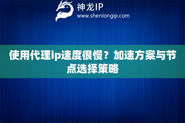 使用代理ip速度很慢？加速方案與節點選擇策略
