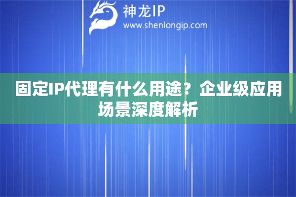 固定IP代理有什么用途？企業級應用場景深度解析