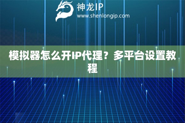 模擬器怎么開IP代理？多平臺設置教程