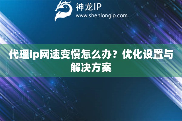 代理ip網速變慢怎么辦？優化設置與解決方案