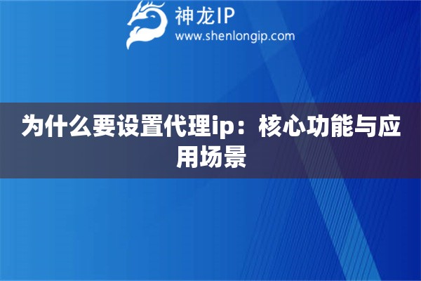 為什么要設置代理ip：核心功能與應用場景