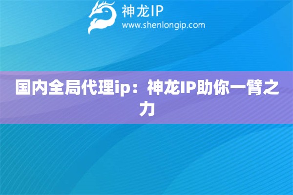 國內全局代理ip：神龍IP助你一臂之力