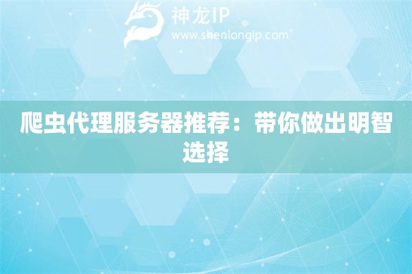 爬蟲代理服務(wù)器推薦：帶你做出明智選擇