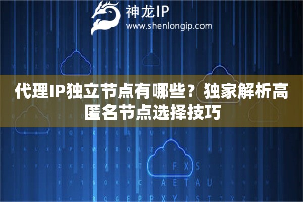 代理IP獨立節點有哪些？獨家解析高匿名節點選擇技巧