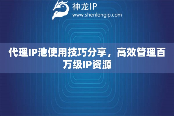 代理IP池使用技巧分享，高效管理百萬級IP資源