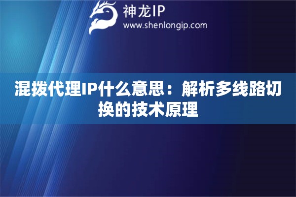 混撥代理IP什么意思：解析多線路切換的技術(shù)原理