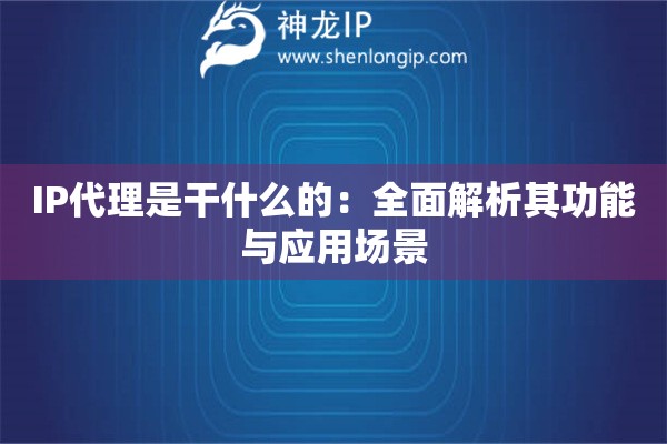 IP代理是干什么的：全面解析其功能與應(yīng)用場(chǎng)景