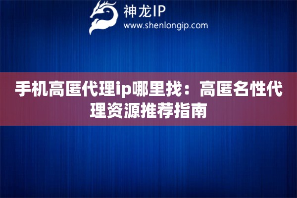 手機(jī)高匿代理ip哪里找：高匿名性代理資源推薦指南